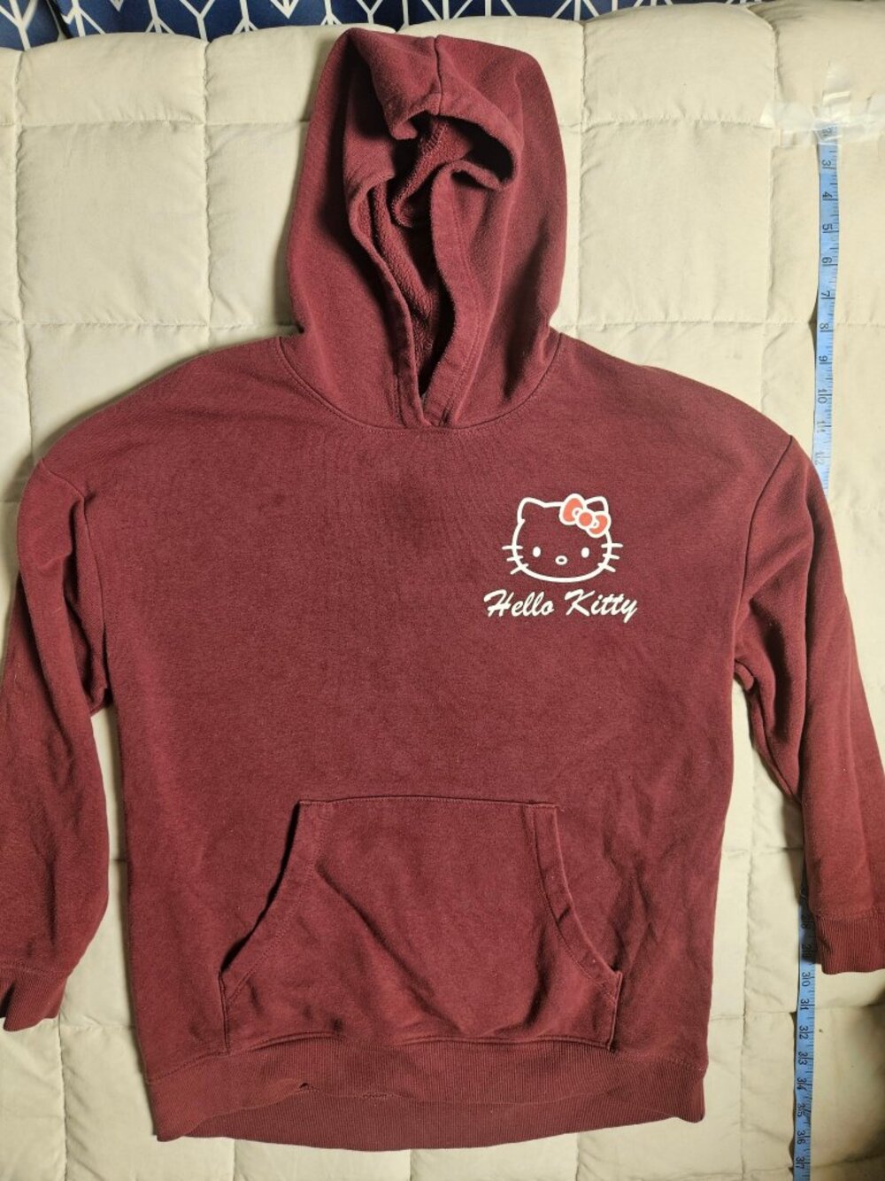 Hello Kitty Burgundy Hoodie Girls XL 14 Pullover Hooded Sweatshirt